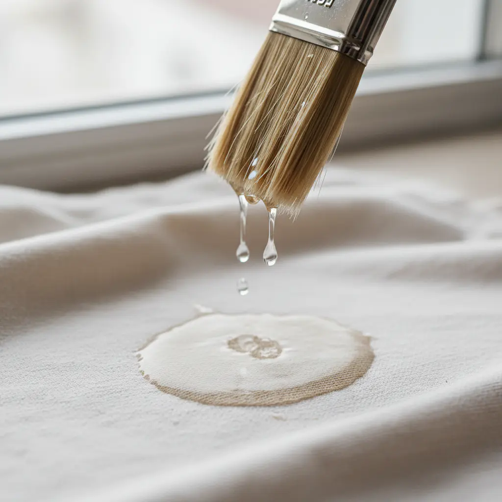 Wet the brush or cloth