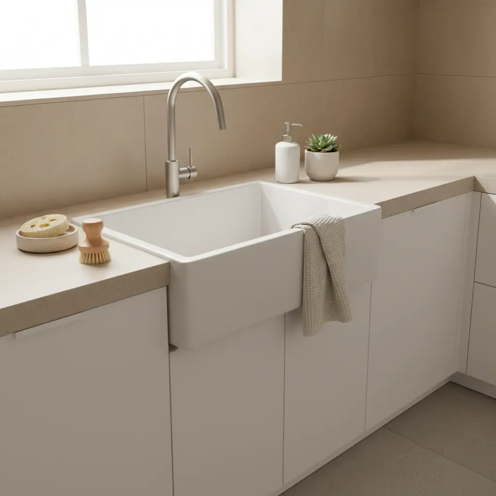Minimalist kitchen sink area